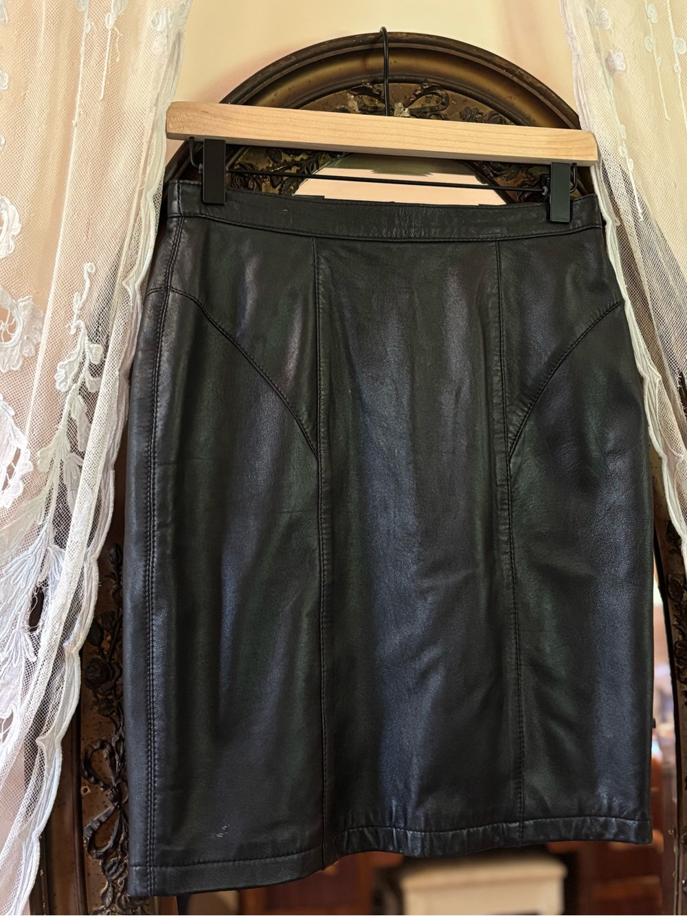 Vintage Italian Leather Skirt Mario Vittorio Made in Italy